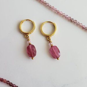 Handmade 🌿 Natural Pink Sapphire Earrings, Dangle Earrings, 925 sterling silver